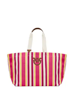 Pinko large striped-pattern logo-patch tote bag 31144264