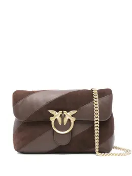 Pinko Love leather-suede diagonal-stripe shoulder bag 31283451