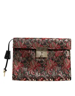 Dolce & Gabbana Multicolor Jacquard Floral Document Briefcase Bag bag4679