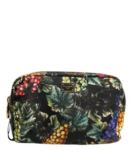 Dolce & Gabbana Multicolor Grape Print Clutch Logo Plaque Pouch Bag bag4588