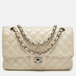 Chanel Beige Quilted Leather Medium Classic Double Flap Bag 1190492