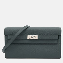 Hermes Kelly Long To Go Vert Mangrove Epsom Leather Clutch Bag 1190227