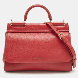 Dolce & Gabbana Red Leather Small Soft Sicily Top Handle Bag 1189313