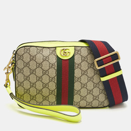 Gucci Neon Green/Beie GG Supreme Canvas and Leather Ophidia Crossbody Bag 1187910