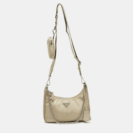 Prada Beige Re-Nylon and Saffiano Leather Re-Edition 2005 Shoulder Bag 1187642