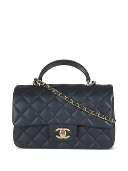 Chanel 2021-2023 mini quilted lambskin top handle bag 31351959
