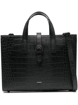 Emporio Armani crocodile-embossed buckle tote bag 31146654