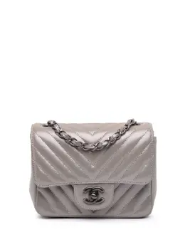 Chanel 2016-2017 Mini Square Classic Chevron Iridescent Calfskin Single Flap crossbody bag 31476641