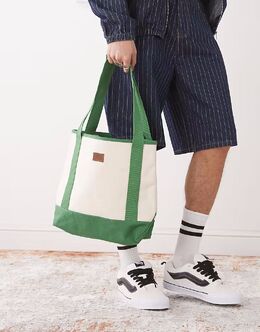 Сумка-тоут Vans Pergs миди в бежево-зеленом цвете 143723457 | off white