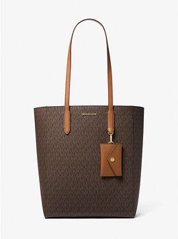 Большая сумка-тоут с фирменным логотипом Vincent и чехлом для карт Michael Kors, коричневый 35f4g2vt7b | brown