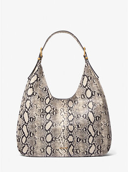 Большая сумка-хобо из кожи с тиснением под змею Nolita Michael Kors, бежевый 30t5ay5h3l | natural