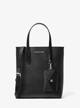 Маленькая сумка-тоут Vincent из сафьяновой кожи с чехлом для карт Michael Kors, черный 35f4s2vt5t | black