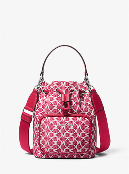 Маленькая сумка-ведро с фирменным логотипом Khai Michael Kors, красный 35t5s5fm5c | dk raspberry
