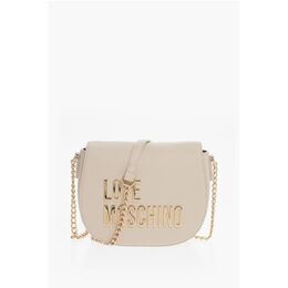 Сумка-седло LOVE из искусственной кожи с золотой цепочкой и крупным логотипом Moschino, бежевый 0017622750 | beige