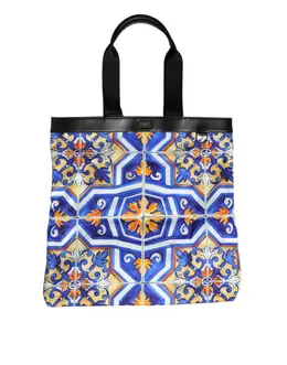 Dolce & Gabbana Multicolor Maiolica Print Tote Shoulder Strap Bag bag4707