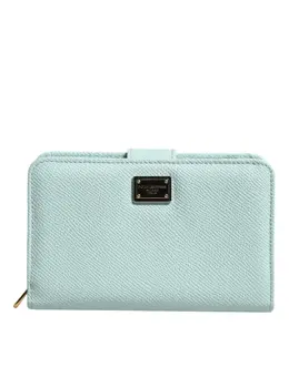 Dolce & Gabbana Mint Green Leather Bifold Continental Clutch Wallet bag4713