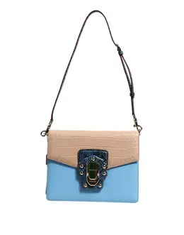 Dolce & Gabbana Blue Beige Exotic Leather LUCIA Crossbody Bag bag4717