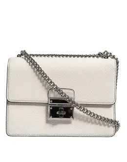 Dolce & Gabbana White Rosalia Small Calfskin Chain Shoulder Strap Bag bag4723