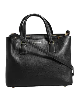 Dolce & Gabbana Black Calf Leather Logo Plaque Shoulder Tote Bag bag4727