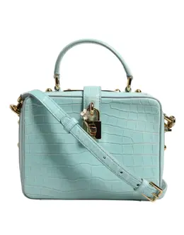 Dolce & Gabbana Mint Green Embossed Leather Padlock Shoulder Bag bag4729