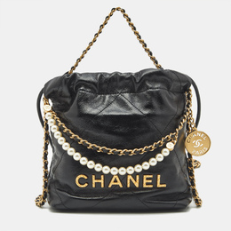 Chanel Black Quilted Leather Mini 22 Chain Bag 1158081