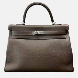 Hermes Kelly 35 Ebony Brown Togo Leather Tote Bag 1188505