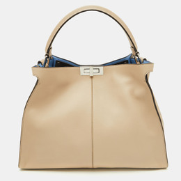 Fendi Beige Leather Large X Lite Peekaboo Top Handle Bag 1191092