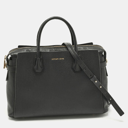 Michael Kors Black Leather Large Mercer Belted Satchel 1190616