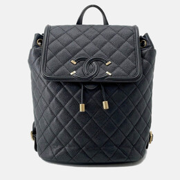Chanel CC Filigree Black Caviar Leather Backpack 1190325
