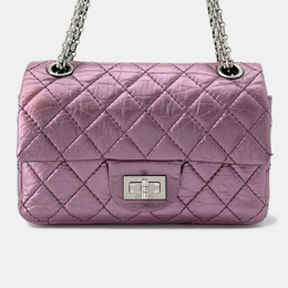 Chanel 2.55 Mini Metallic Pink Lambskin Chain Shoulder Bag 1190339