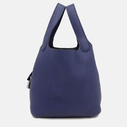 Hermes Picotin Lock 18 Blue Encre Taurillon Clemence Bucket Bag 1190280