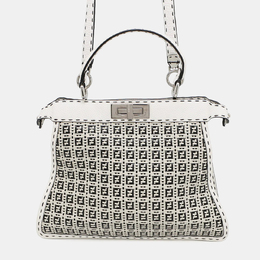 Fendi Peekaboo ICYU Selleria Medium White Black Leather Bag 1190267