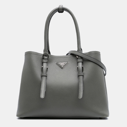 Prada Grey Medium Saffiano Cuir Double Satchel 1190191