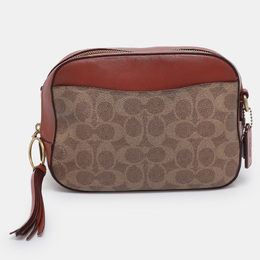 Coach Beige/Brown Signature Coated Canvas and Leather Camera Crossbody Bag 1190169