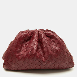 Bottega Veneta Burgundy Intrecciato Leather Teen Pouch Clutch 1189616