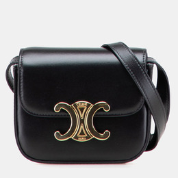 Celine Black Mini Shiny Calfskin Triomphe Crossbody Bag 1189745
