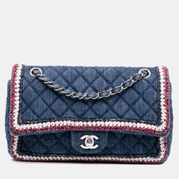Chanel Blue Quilted Denim Classic Single Flap Bag 1189679