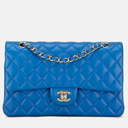 Chanel Classic Double Flap Medium Blue Lambskin Shoulder Bag 1189055