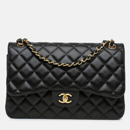 Chanel Classic Double Flap Jumbo Black Lambskin Shoulder Bag 1189056