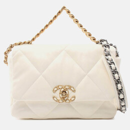 Chanel 19 Flap Medium White Lambskin Shoulder Bag 1189059