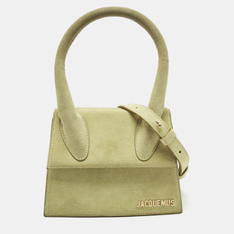 Jacquemus Light Green Suede Le Chiquito Moyen Top Handle Bag 1188783