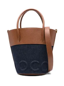 Coccinelle medium Myrtha embossed-logo denim bucket bag 31185133
