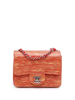 Chanel 2013-2014 Mini Square Classic Patent Striped Single Flap crossbody bag 31525033