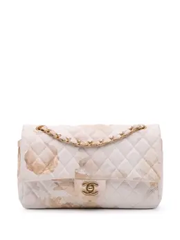Chanel 2018 Medium Classic Printed Denim Floral Double Flap shoulder bag 31525501