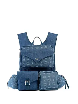 MCM large Aren monogram-jacquard denim multi-backpack 31413660
