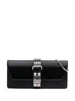 Prada 2010-2025 City Calfskin and Saffiano Studded Elektra Clutch with Chain crossbody bag 31522004
