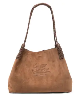 Etro Libra braided-handle suede tote bag 31310459