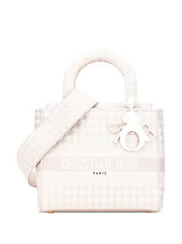 Christian Dior 2021 Medium Canvas Houndstooth Embroidered Lady D Lite satchel 31500789