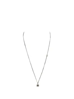 Chanel 2025 Silver Plated CC Cube Resin Rhinestone Pendant Necklace costume necklace 31508408