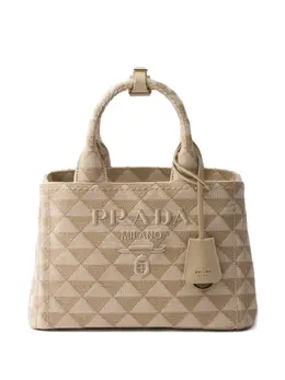 Маленькая вышитая сумка-тоут Prada, нейтральный 31067163 | нейтральные цвета